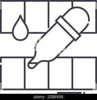 Icône de palette de couleurs, illustration isolée linéaire, vecteur de ligne mince, signe de conception Web, symbole de concept de contour avec contour modifiable sur fond blanc. Illustration de Vecteur