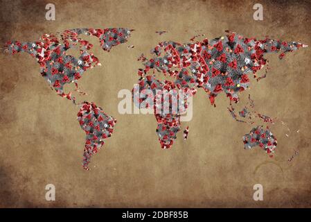 Carte du monde du coronavirus Banque D'Images