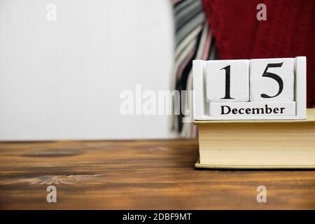 quinzième jour du mois d'hiver calendrier décembre avec espace de copie. Banque D'Images