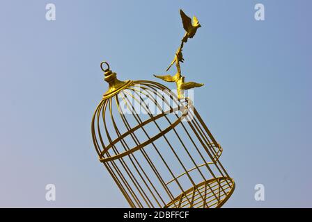 art vide oiseau cage dorée Banque D'Images