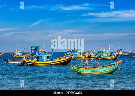 Bateaux de pêche de Mui Ne, Vietnam Banque D'Images