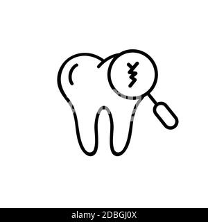 Icône de dent fissurée. Dentaire et médecine. Prendre soin des dents, des dents cassées et des cavités. Vecteur sur fond blanc isolé. SPE 10 Illustration de Vecteur