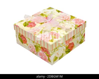 Boîte à motif fleuri isolée avec passe-cheveux inclus Banque D'Images