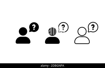 Jeu d'icônes de demande. Icône FAQ. Aidez les gens, le point d'interrogation et la bulle. Parler de personnes. Icône de discussion. Icône de boîte de dialogue. Illustration de Vecteur