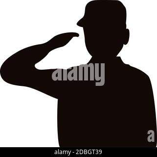 officier militaire saluant silhouette isolée icône vecteur illustration conception Illustration de Vecteur