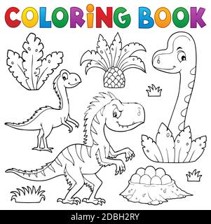 Livre de coloriage de composition de dinosaures image 3 - illustration d'image. Banque D'Images