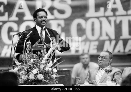 Jesse Jackson à l'Université du Mississippi du Sud 1987 Banque D'Images