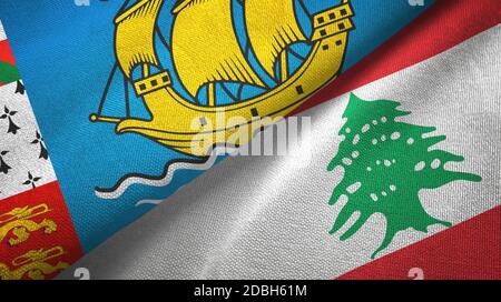 Saint-Pierre-et-Miquelon et Liban deux drapeaux Banque D'Images