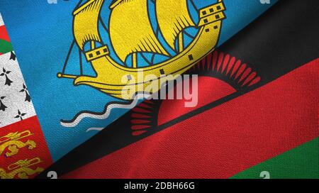 Saint-Pierre-et-Miquelon et Malawi deux drapeaux Banque D'Images