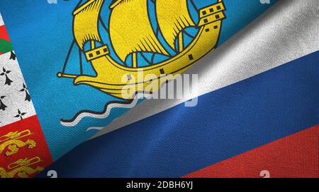 Saint-Pierre-et-Miquelon et la Russie deux drapeaux Banque D'Images