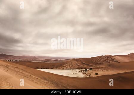 Vue aérienne de dunes rouges, situé dans le désert du Namib, dans le parc national du Namib-Naukluft Namibie Banque D'Images