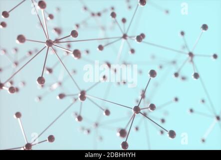 Illustration 3D d'une molécule, groupe électriquement neutre de deux atomes ou plus, maintenus ensemble par des liaisons chimiques. Banque D'Images