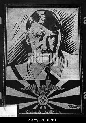 Adolf Hitler représentations dans l'art et la peinture. Un jeune Silésien du nom de W. Michel fit ce portrait d'Hitler à partir de pins. (photo non datée) Banque D'Images