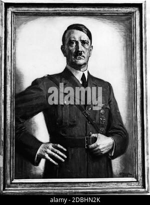 Adolf Hitler présente des représentations dans l'art et la peinture, ici en uniforme de fête avec la Croix de fer et l'insigne de Wound. (photo non datée) Banque D'Images