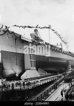 'Lancement du cuirassé 'Scharnhorst' au Kriegsmarinewerft (''' chantier naval') à Wilhelmshaven.' Banque D'Images