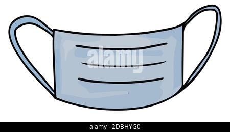 Masque médical. Icône de dessin animé bleu tendance. Illustration vectorielle isolée sur fond blanc. Concept de santé, médecine, virus, protection contre la grippe. Illustration de Vecteur