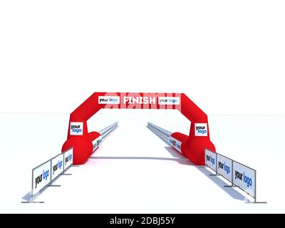 Illustrations de voûte plantaire gonflables de début et de fin - Arcades gonflables adaptées pour le rendu 3d des événements sportifs en extérieur. Banque D'Images