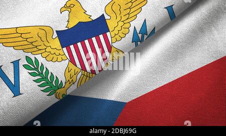 Îles Vierges États-Unis et République tchèque deux drapeaux Banque D'Images