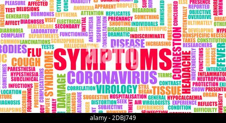 Les symptômes du coronavirus comme urgence mondiale pandémique Banque D'Images