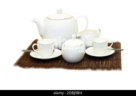 Set pour le thé l'après-midi faites de porcelaine Banque D'Images