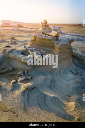 Les formations de grès à Abu Dhabi desert en Émirats Arabes Unis Banque D'Images