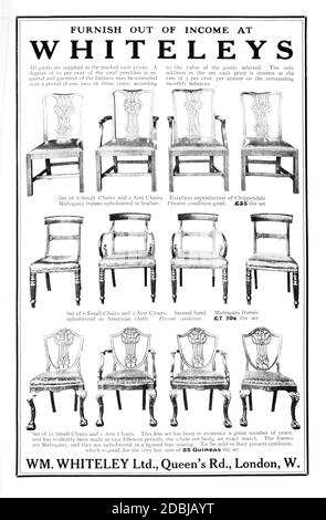 1914 mobilier abordable, fourni hors revenu chez Whiteley’s, publicité pour le magasin London Furniture, du Studio an Illustrated Magazine of Fi Banque D'Images