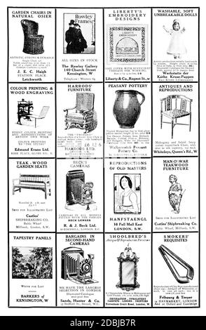 Page de petites annonces illustrées de 1914 le Studio an Magazine illustré d'art fin et appliqué Banque D'Images