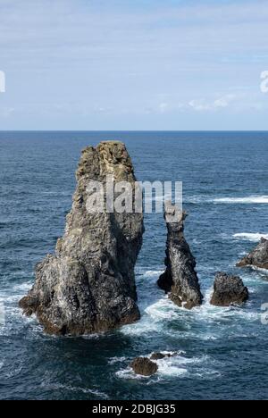 Rochers aux aiguilles de Port Coton, sur l'île de Belle Ile, Bretagne, France Banque D'Images