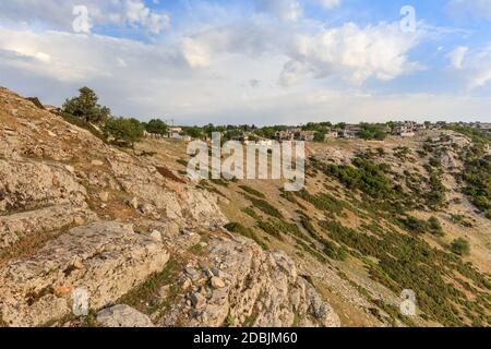 Le lever du soleil dans le village de Kastro. L'île de Thassos, Grèce Banque D'Images