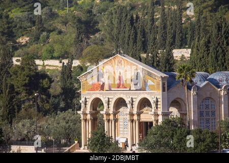 Israël, Jérusalem, le Mont des Oliviers, l'église de toutes les nations, aussi connu comme l'Église ou basilique de l'Agonie Banque D'Images