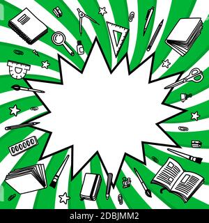 Collection de papeterie. Style de contour. Retour à l'école fine ligne vecteur Doodle modèle d'illustration isolé sur fond tordu. Vecteur esquissé Illustration de Vecteur