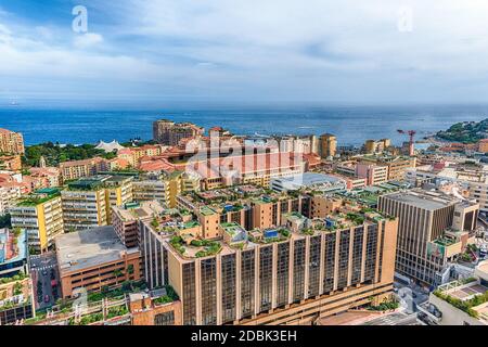 Vue aérienne du stade Louis II. Il est situé dans le quartier de Fontvieille, à Monaco, sur la Côte d'Azur, sur la Côte d'Azur Banque D'Images