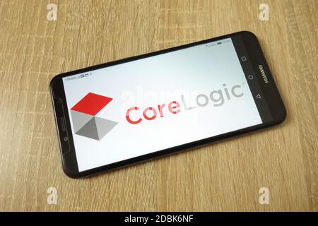 KONSKIE, POLOGNE - 21 juin 2019 : logo de la société CoreLogic Inc affiché sur le téléphone mobile Banque D'Images