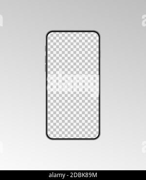 Maquette de téléphone sur fond gris. Modèle de smartphone moderne avec fond transparent pour les médias sociaux, l'interface utilisateur, l'affiche et la présentation des appareils. Vecteur Illustration de Vecteur