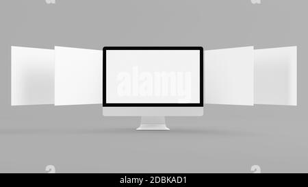 Maquette de rendu 3d flottant sur les écrans d'ordinateur Banque D'Images