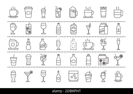 ensemble de boissons fourty ensemble icônes dessin d'illustration vectoriel Illustration de Vecteur