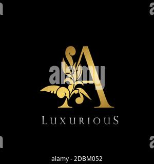 Lettre d'or UNE icône de luxe logo, Vintage Deco UNE lettre Gold couleur Design Illustration de Vecteur