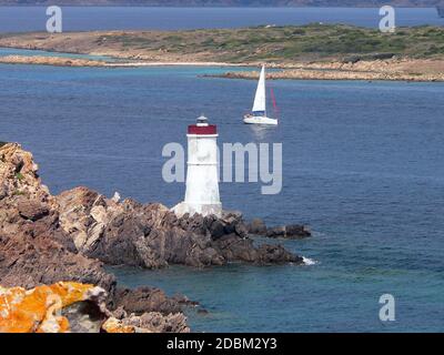 Phare de Capo Ferro, Porto Cervo, Costa Smeralda, Sardaigne, Italie Banque D'Images