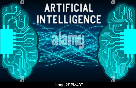 Cerveau d'intelligence artificielle avec concept d'apprentissage machine, rendu 3d Banque D'Images