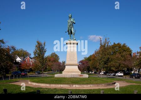 Monument au général de guerre révolutionnaire Hugh Mercer dans une rue médiane. À Fredericksburg, Virginie. Banque D'Images