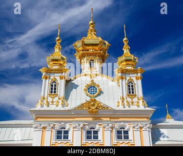 Eglise des Saints Pierre et Paul à Peterhof, Saint-Pétersbourg, Russie Banque D'Images