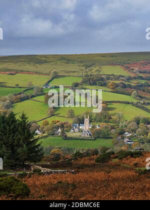 Église Saint-Pancras à Widecombe, dans le parc national de la Moor, Dartmoor Banque D'Images