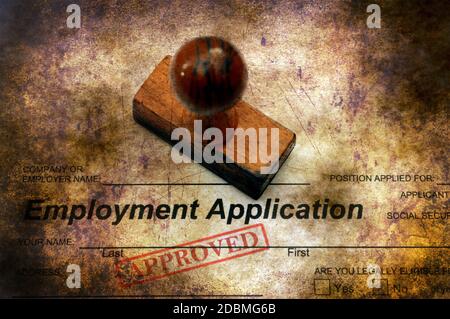 Approuvé - Demande d'emploi concept grunge Banque D'Images
