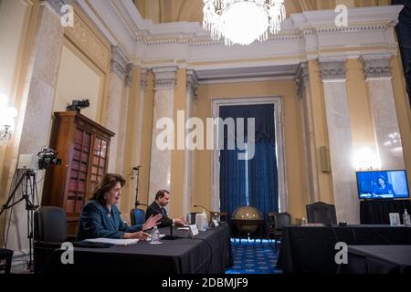 Jane Abraham, ancienne présidente de la Commission du Congrès pour étudier le potentiel d'UN Musée national de l'histoire des femmes, présente sa déclaration d'ouverture lors d'une audience du Comité sénatorial sur le Règlement et l'administration pour examiner S. 959, Smithsonian American Women's History Museum Act; Et S.1267, National Museum of the American Latino Act, dans le bureau du Sénat Russell à Washington, DC, le mardi 17 novembre 2020. Crédit : Rod Lamkey/CNP | utilisation dans le monde entier Banque D'Images