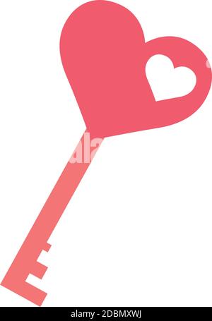 Isolé romantique clé rose amour icône - Vector Illustration de Vecteur