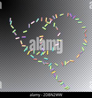Saupoudrer de grains de desserts. Motif abstrait coloré éclatant saupoudrer granuleux avec ombre isolée sur transparent. Design pour les modèles de vacances, p Illustration de Vecteur