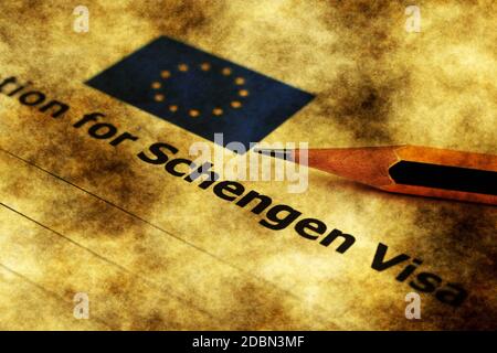 Demande de visa Schengen concept grunge Banque D'Images