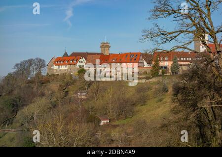 Ville du sud de l'Allemagne nommée Waldenburg le soir Banque D'Images