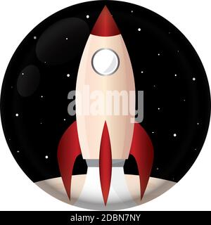 Icône de logo rouge fusée d'espace isolé - Vector Illustration de Vecteur
