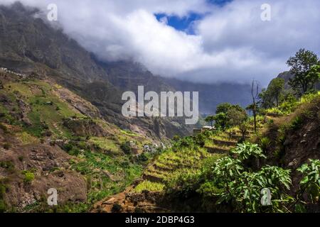 Paul Valley paysage dans l'île de Santo Antao, Cap-Vert, Afrique Banque D'Images